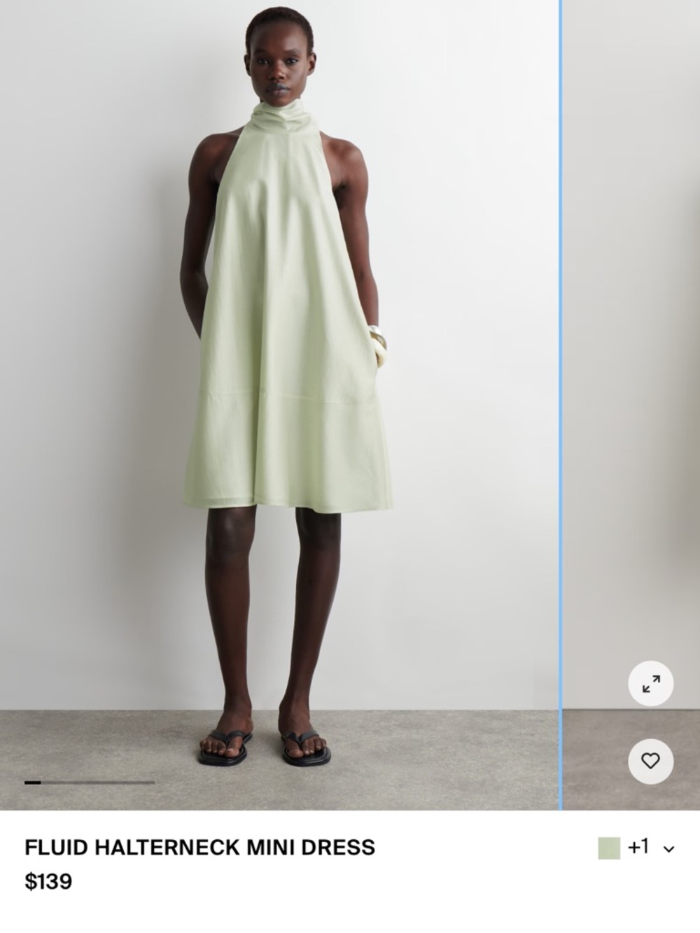 COS Pale Green Halterneck Mini Dress NWT